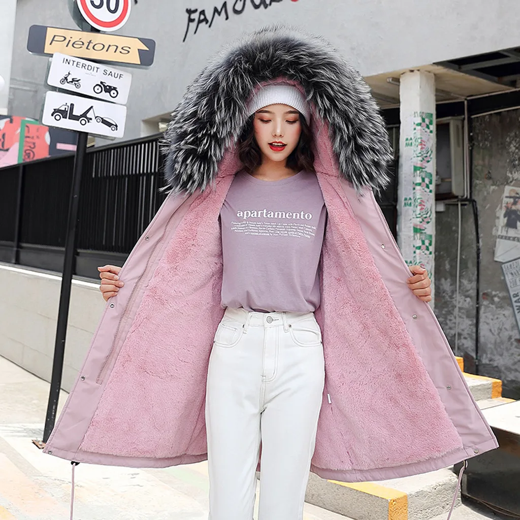 Женский пуховик JAYCOSIN длинная однотонная верхняя одежда с искусственным