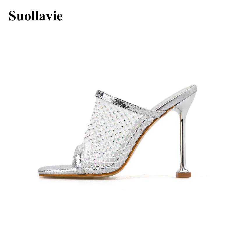 

Suollavie summer shoes woman breathable mesh slippers peep toe ladies shoes thin high Heels Pumps office shoes zapatos de mujer