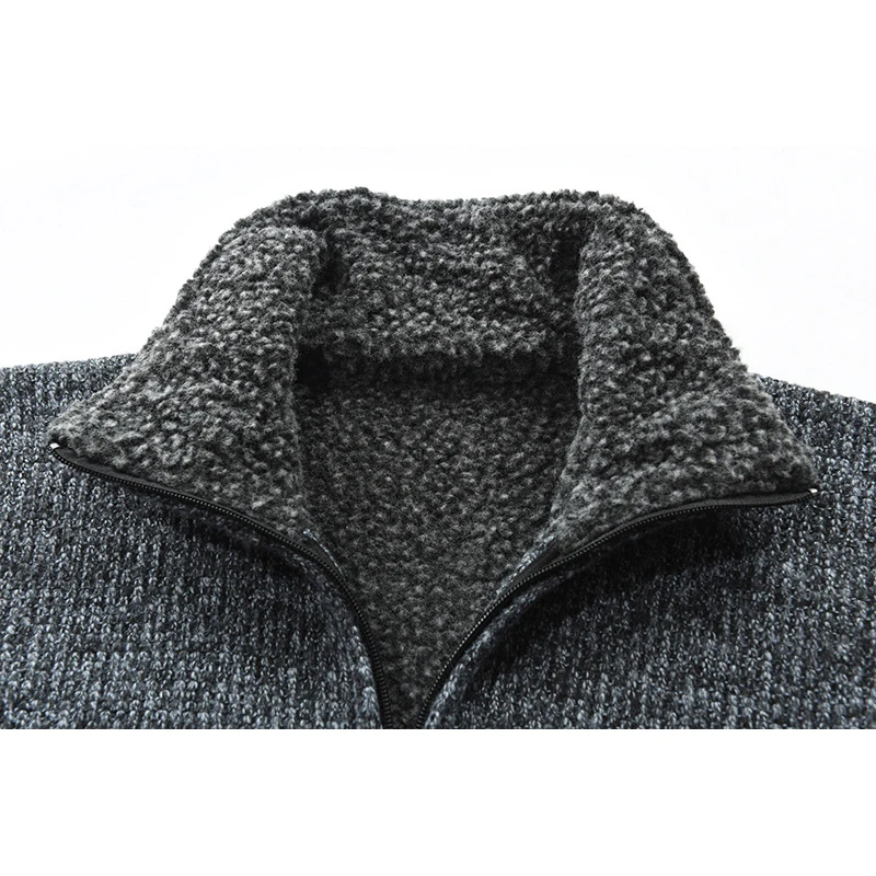 Мужской повседневный теплый кардиган толстый бархатный свитер с воротником