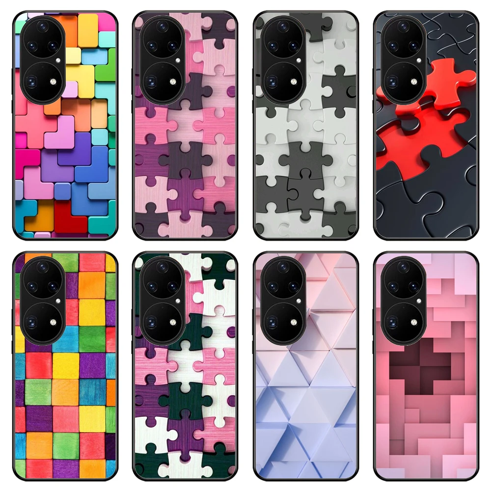 

Puzzle pattern Phone Case For Huawei P30 P40 P50 Pro Mate 40 40PRO HONOR 50 50Pro 50SE Non-Slip Frame Phone Case