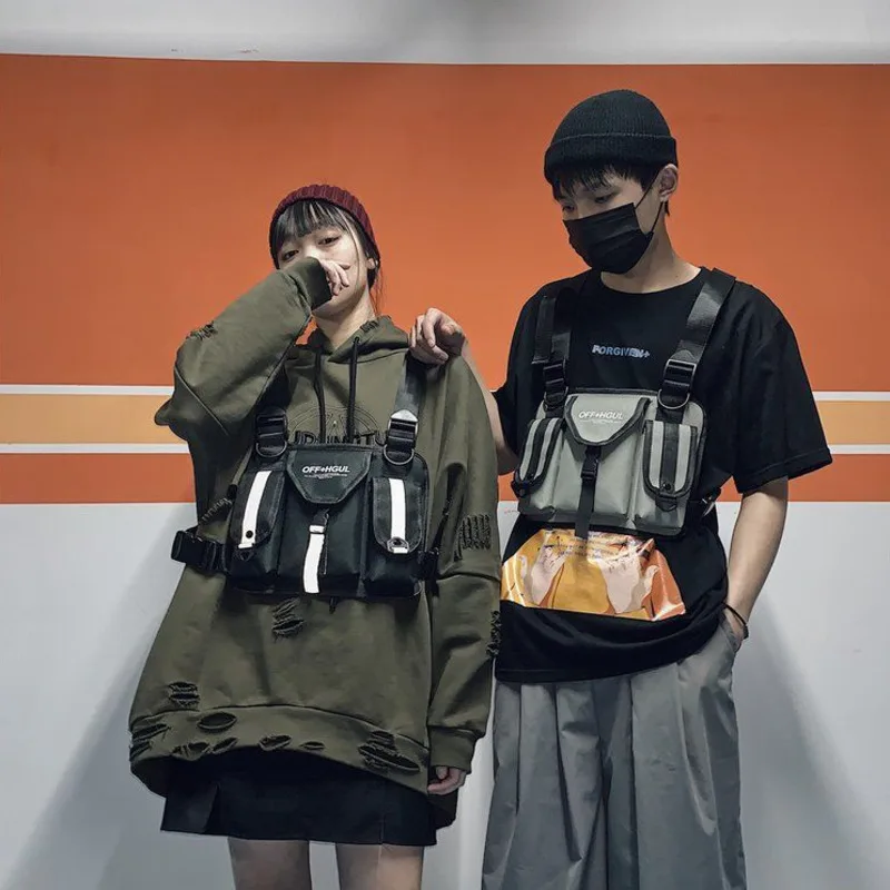 

Net Celebrity Same Hip-hop Chest Bag Women Personal Vest Vest Chest Bag Canvas Unisex Multi-pocket Chest Bag Girls