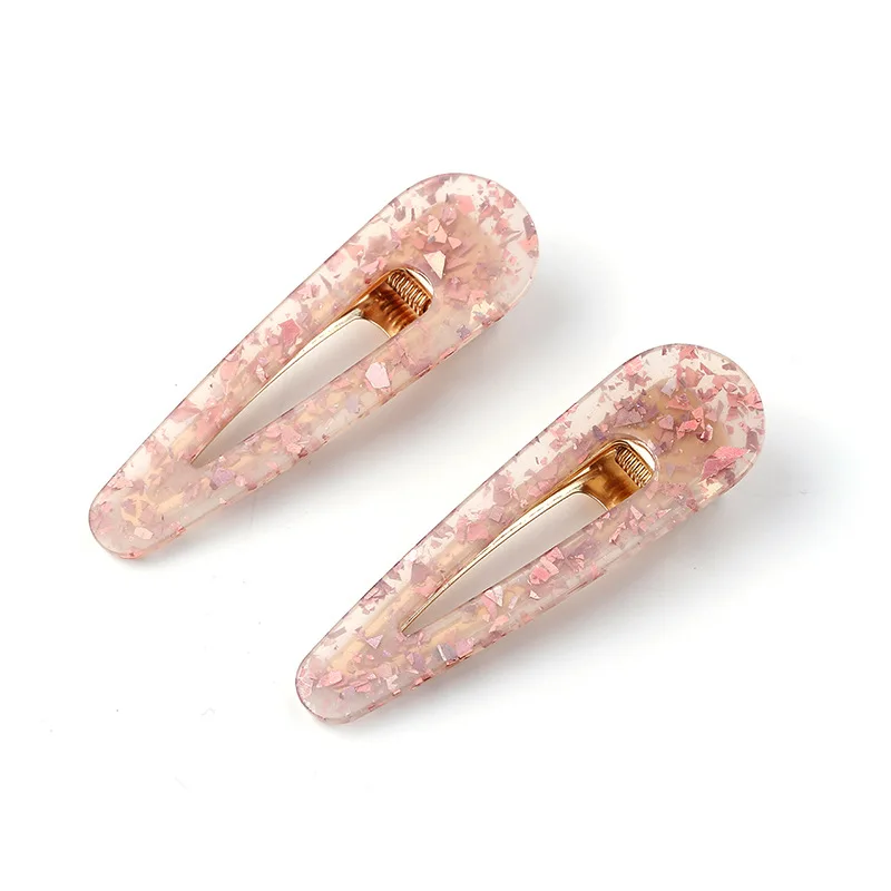 pink 2 шт. акриловые заколки-Аллигаторы для волос зажим для волос Корейский блесток фольга длинная заколка леопардовая цветная шпилька женские аксессуары для волос - Цвет: pink