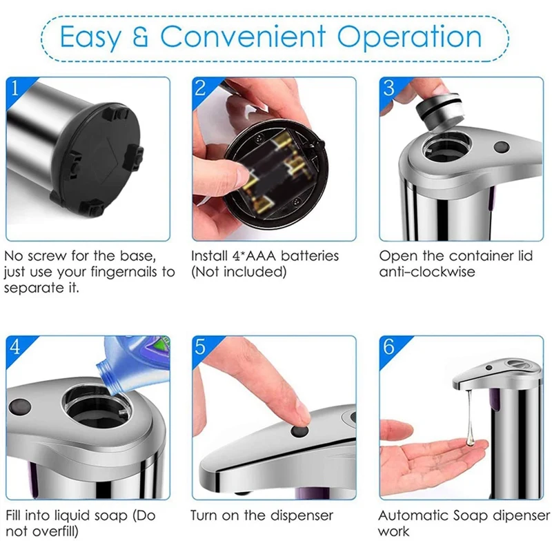 

Automatic Soap Dispenser,Infrared Auto Electric Soap Dispenser Stainless Steel Pressless Auto Hand Soap for Bathroom