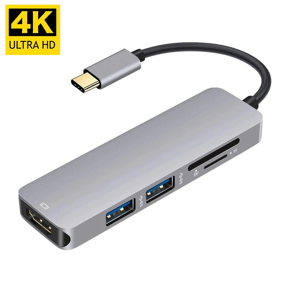 4K 30Hz 1080P видео выход Тип C концентратор адаптер для MacBook USBC HDMI 2 USB 3 0 5Gbs SD TF слот