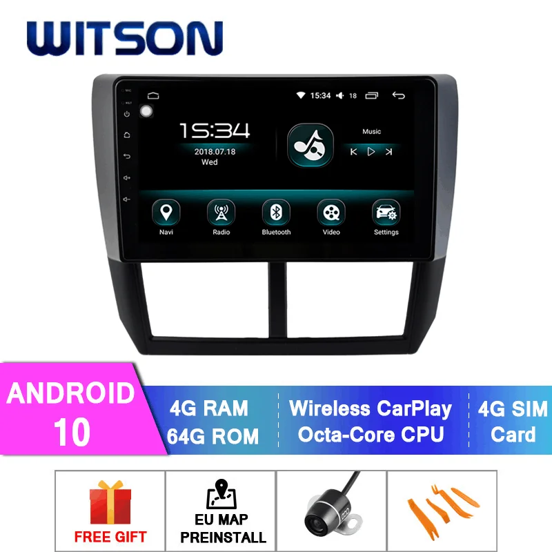 Автомобильный DVD плеер WITSON Android 10 0 4 + 64 ГБ 9 дюймов GPS для SUBARU FORESTER 2008 2012