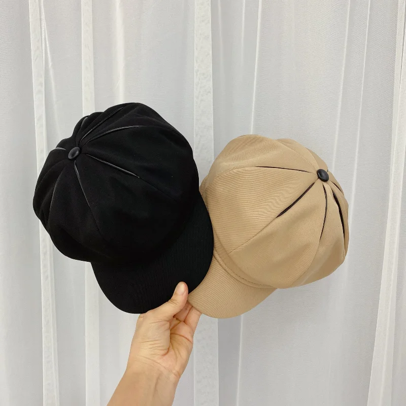 Bere Hat Female Autumn and Winter England Retro Tide Painter Octagonal Black Wild Pumpkin | Аксессуары для одежды