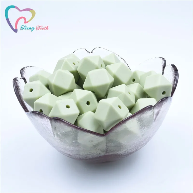 Sage Green Lint 20 шт. 14 мм Детские шестигранные силиконовые бусины Восьмиугольные бусины DIY соска цепь Perle Силиконовые Детские Прорезыватели жевательные бусины детские товары - Цвет: Sage Green Lint