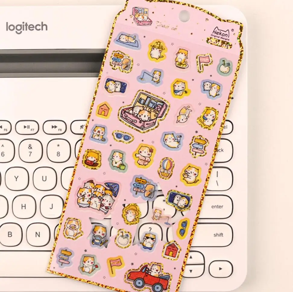 Nekoni Kawaii маленький Животные золочение декоративные из рисовой бумаги наклейки Скрапбукинг палка Labell дневник Канцелярские Стикеры для альбомов - Цвет: 05