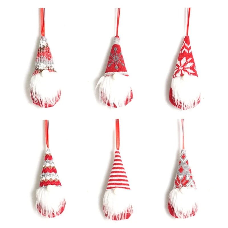 

Unknows 6 Styles Christmas Snowflake Gnome Ornaments Scandinavian Santa Elf Hanging Christmas Tree Decorations