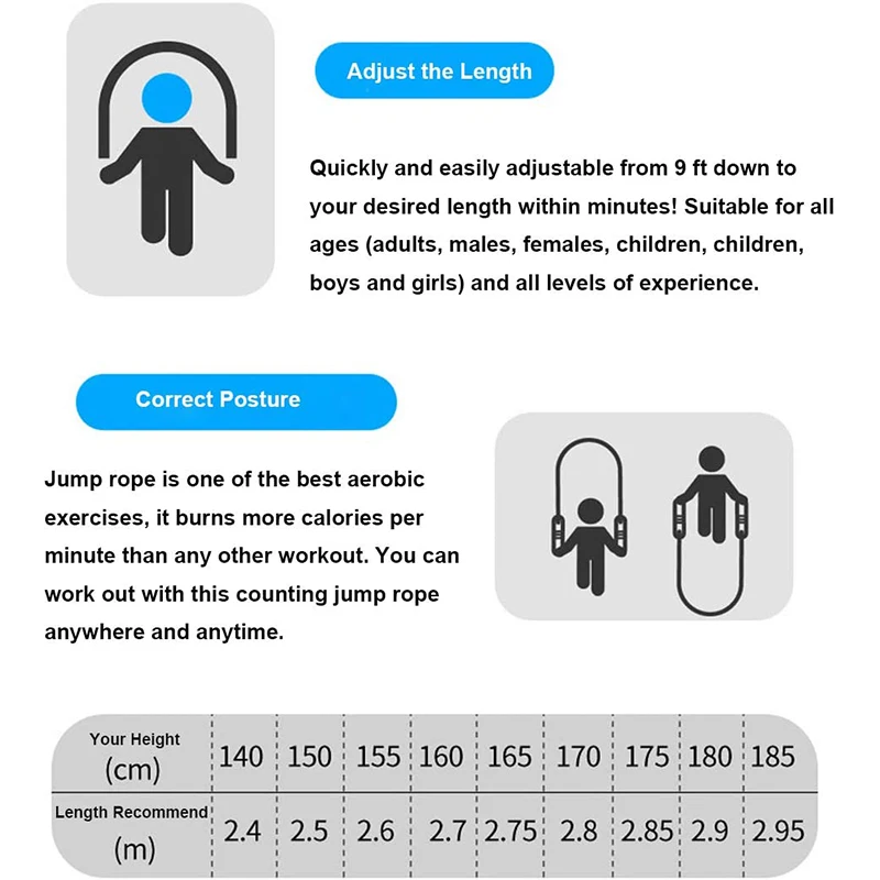 

Jump Ropes with Calorie Counter Adjustable Digital Counting Jump Rope for Fitness Training Exercise Workout