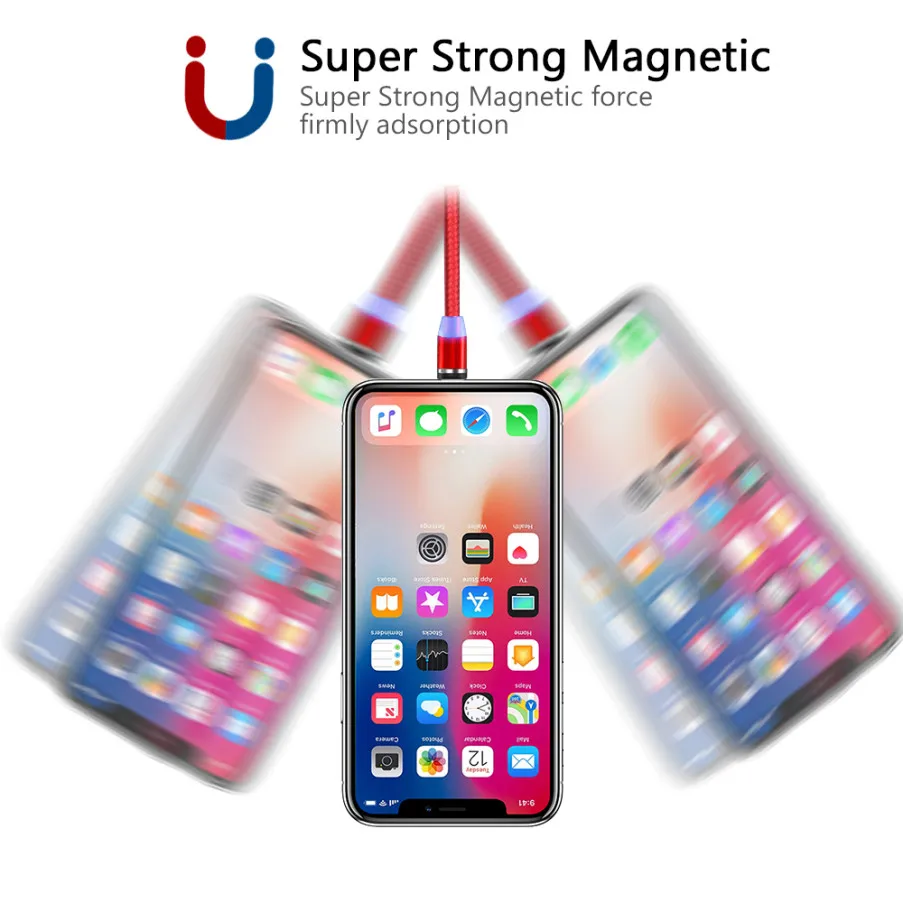 Круглый светодиодный магнитный usb-кабель Зарядное устройство USB C type C/Micro USB/IOS штекер зарядный кабель зарядное устройство для iPhone samsung Xiaomi huawei