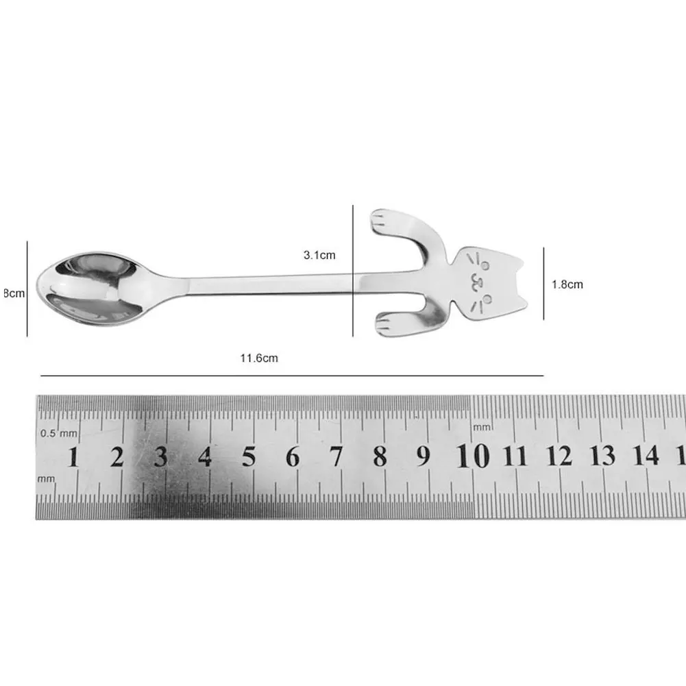 

3Pcs Mini Tea ScoopLovely Cat Spoon Set Stainless Steel Coffee Spoons Hanging Dessert Spoons Tableware Kitchen Tools Flatware