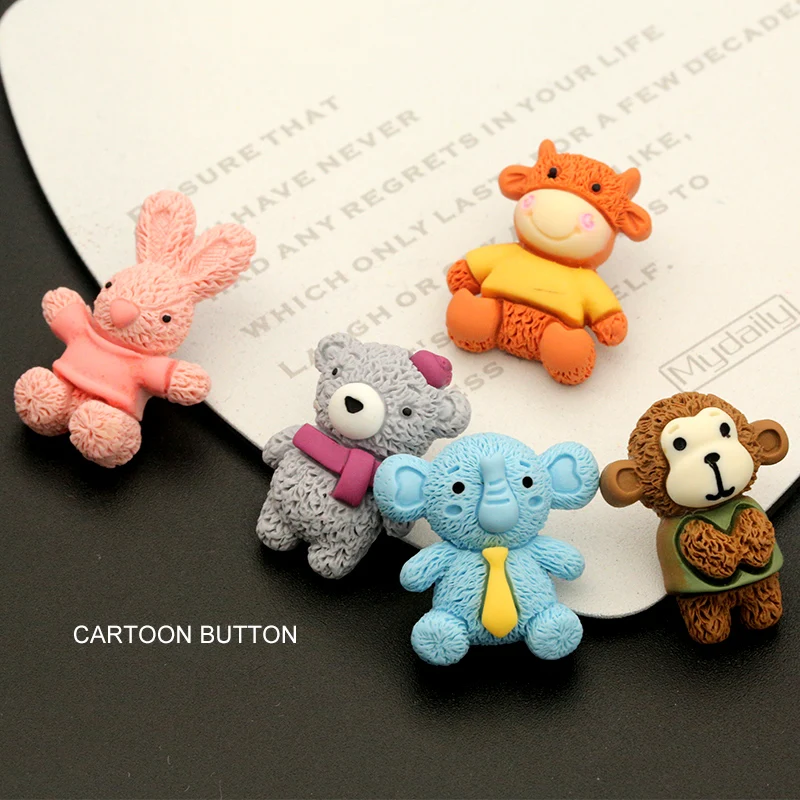 6 шт Кролик Медведь Корова Обезьяна прекрасный детский Декор кнопки для одежды