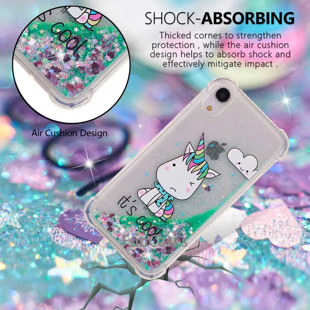 Для iPhone XR воды блеск силиконовый чехол прозрачный мягкий из ТПУ с узором для 6 1