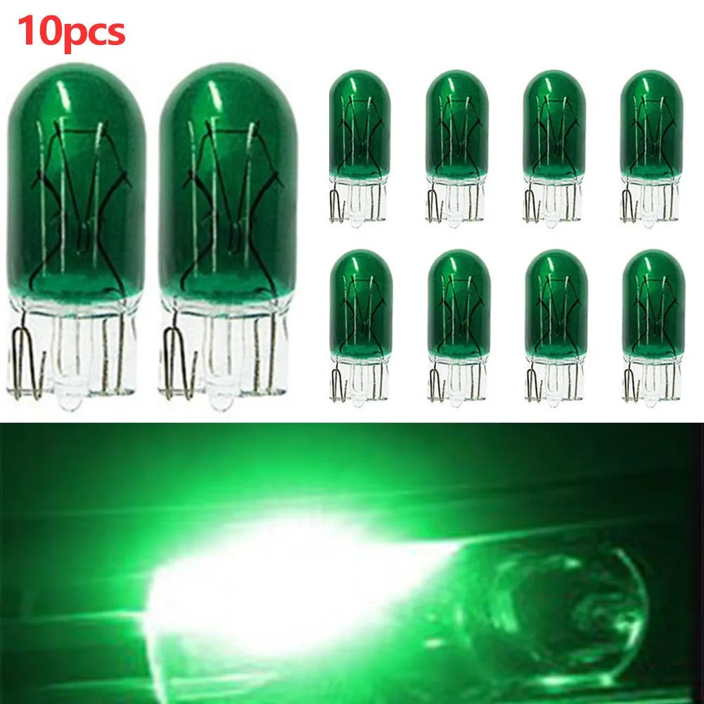 

10X Car Halogen Bulb T10 Brake Light Signal Light Car Tail Light 12V W5W Green For Long Lasting Durability Auto Interior Decor