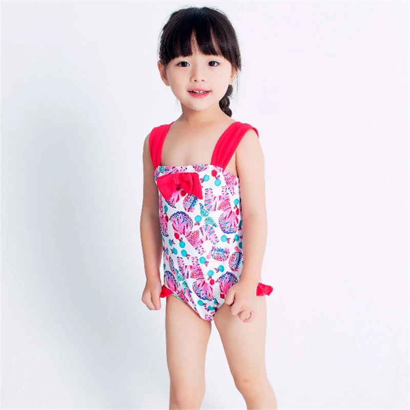 

Kids One Piece Swimsuit 2-7 Y Girls Swimwear Geometric Print Baby Summer Beach Wear Children Swim Pool Suit
