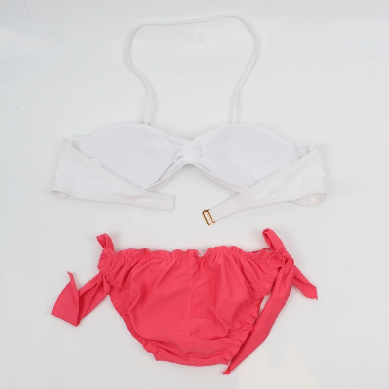 

Cheap Bandeau Top Bikini Scrunch Butt With Ruched Ruffle Women's Bikini Set 01#