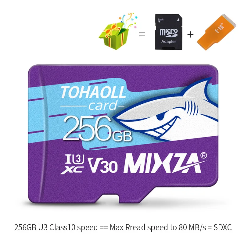 256GB U3 Карта памяти MIXZA HY, 256 ГБ, 128 ГБ, 64 ГБ, U3, 80 МБ/с./с, 32 ГБ, Micro sd карта, класс 10, UHS-1, флеш-карта, память, Microsd, TF/sd карта s - Емкость: 256GB U3