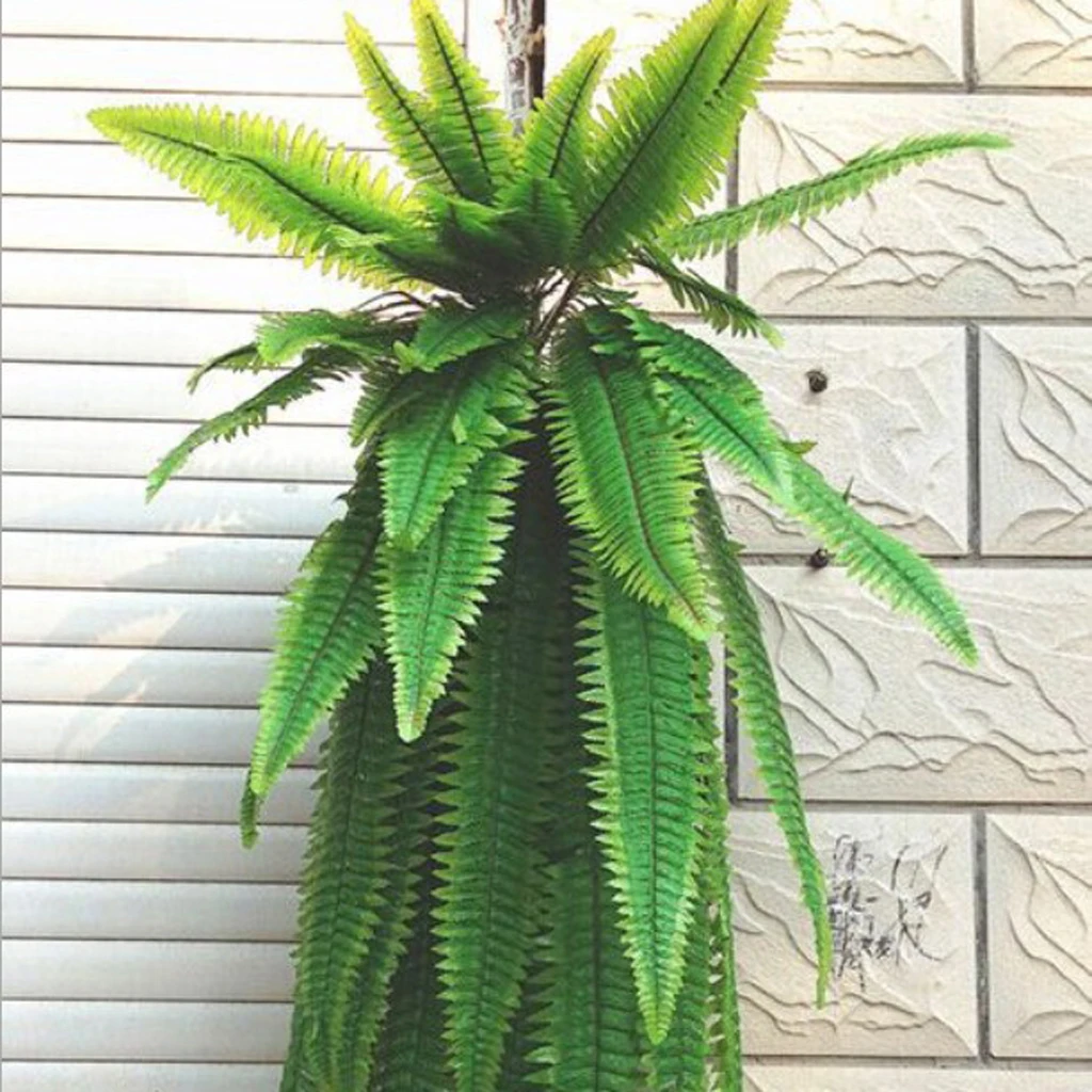 

Artificial Fern Plant Wall Hanging Persian Rattan Plastic Fern Leaf Bunch-95cm