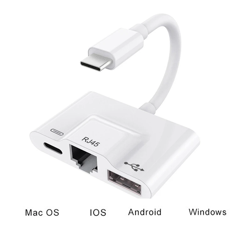 3 в 1 зарядное устройство адаптер для Type-C к Lan 100 Мбит/с Ethernet Rj45 Otg Usb 0 чтения камеры