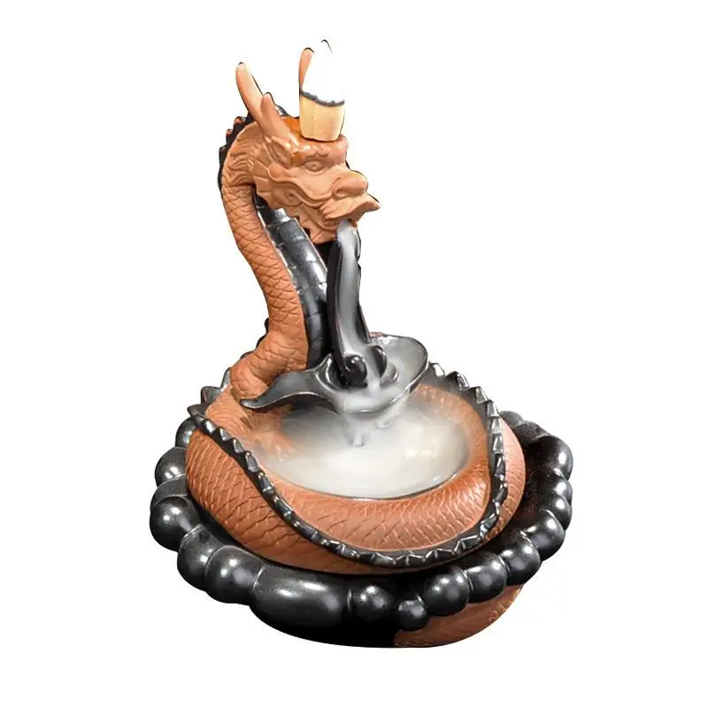 

Dragon Backflow Incense Burner Ceramic Smoke Waterfall Incense Holder Censer With Coil Incense Burner Creative Home Decoration