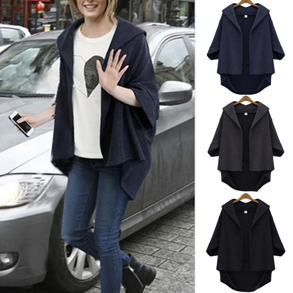 Женское пальто с рукавом три четверти плюс размер рукав летучая мышь верхняя