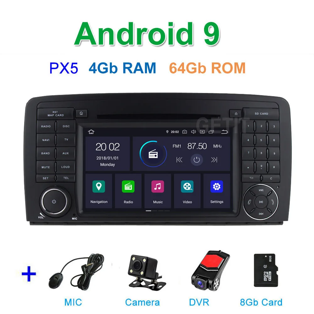 PX5 4G CAM DVR SD DSP 64G PX6 Android 9,0 автомобильный dvd-плеер для Mercedes Benz R class W251/R280/R300/R320/R350/R500 WiFi радио с Bluetooth и GPS стерео - Цвет: PX5 4G CAM DVR SD