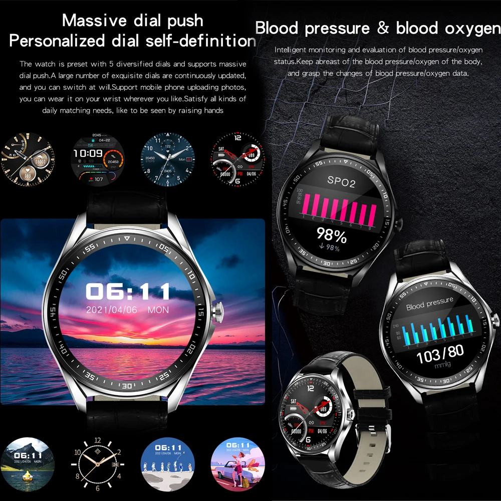 FIOMI Fashion Business Men Smart Watch Women Bluetooth Call Music with Heart Rate Monitoring Custom Dial Touch Водонепроницаемые