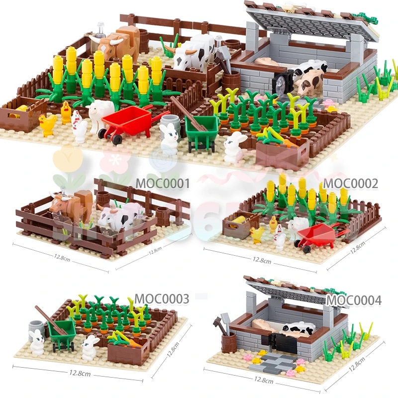 Кубики MOC Farm Series домик для животных Кролик курятник стабильный дом бульдон свинья