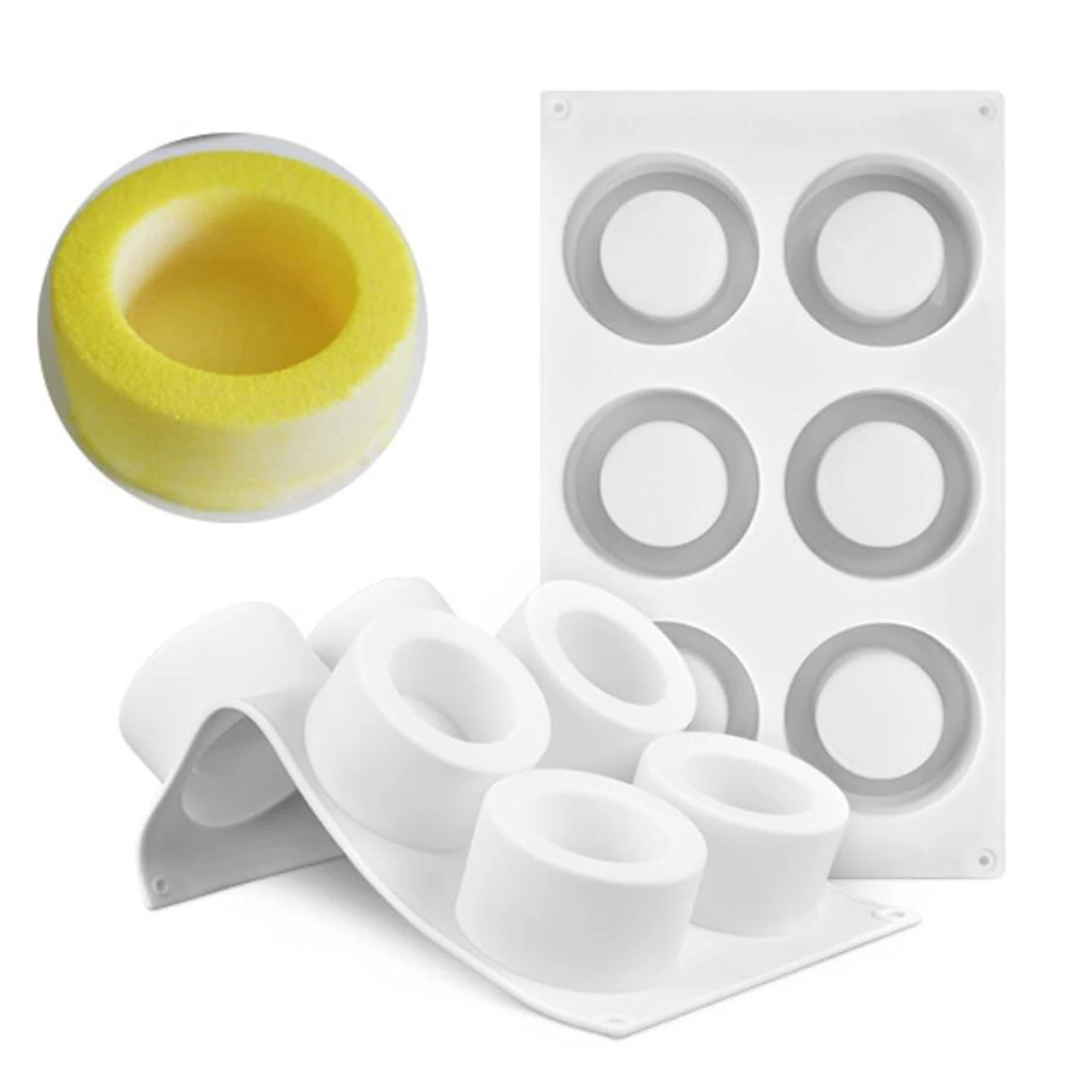 

Silicone 6 Holes Pudding Cup Art Cake Mould Pan 3D Silicone Mold Mousse Bakeware