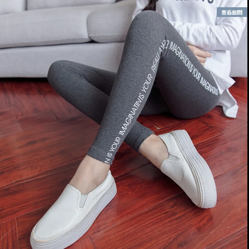 

Maternity Leggings Spring Summer Cotton Adjustable Waist Pragnant Women's Belly Pants Letter Tight Trousers