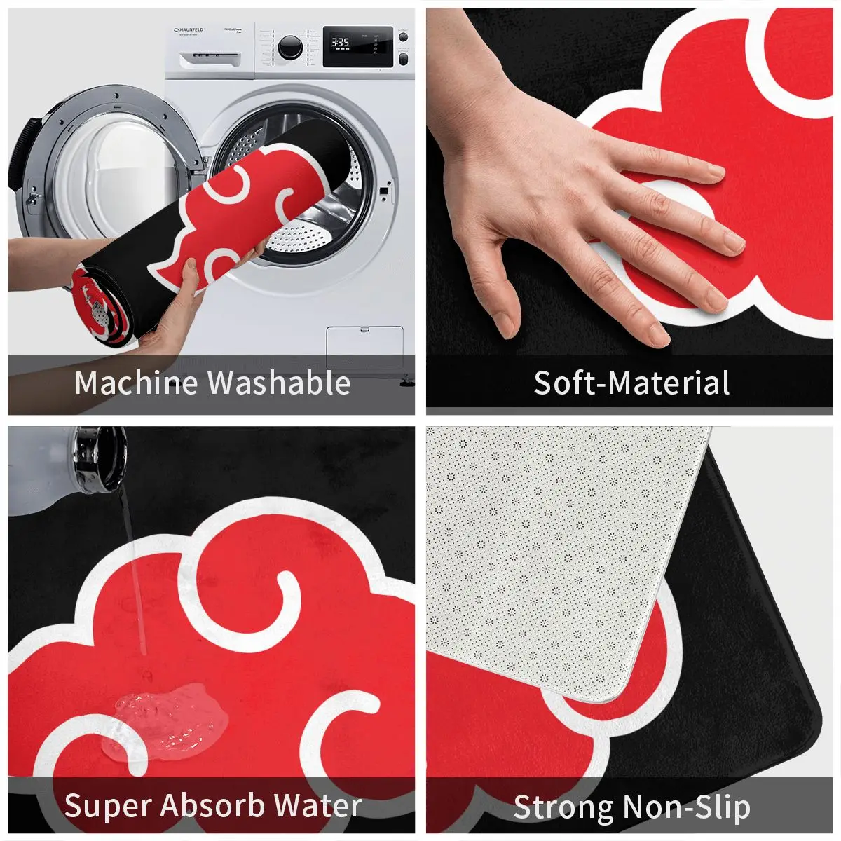 Коврик с красным облаком японский коврик аниме для ног ванной нескользящий входа