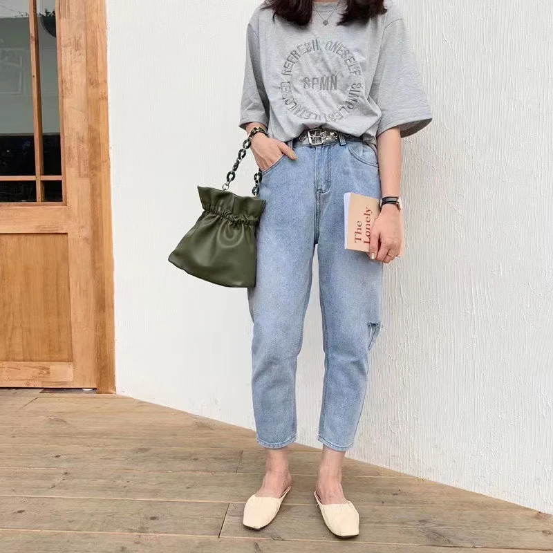 

2021 Fashion Women Crossbody Bag Metal Chain Top Handle Bucket Handbags Small Casual Phone Purse