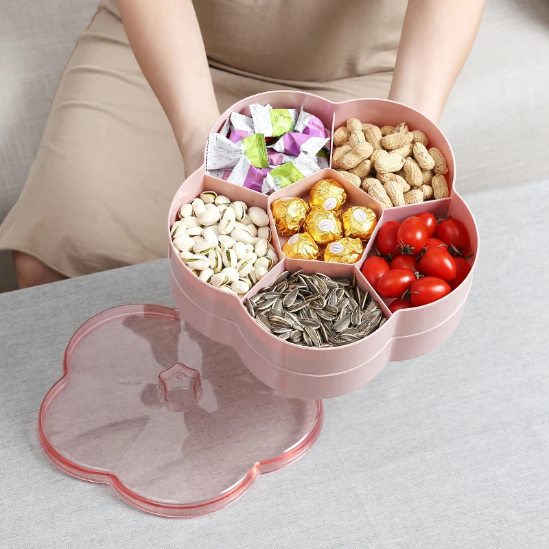 Креативная двухслойная коробка для лепестков и конфет пластиковая с крышкой
