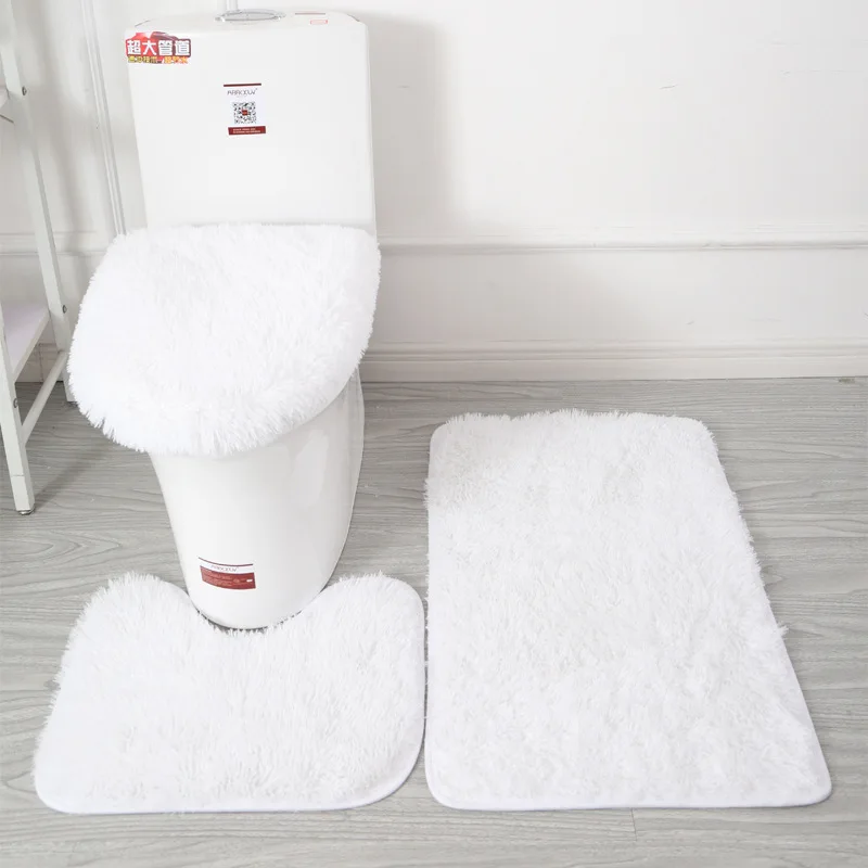 3Pcs/set Bathroom Rugs And Mat Set Soft Fluff Shower Carpet Non-slip Floor Mats For Bath Bedroom Toilet Lid Cover | Дом и сад