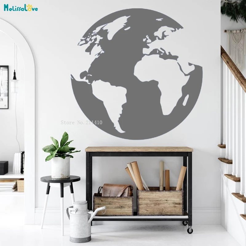Наклейка на стену в виде земли природы глобуса карты планеты жизни морей океанов