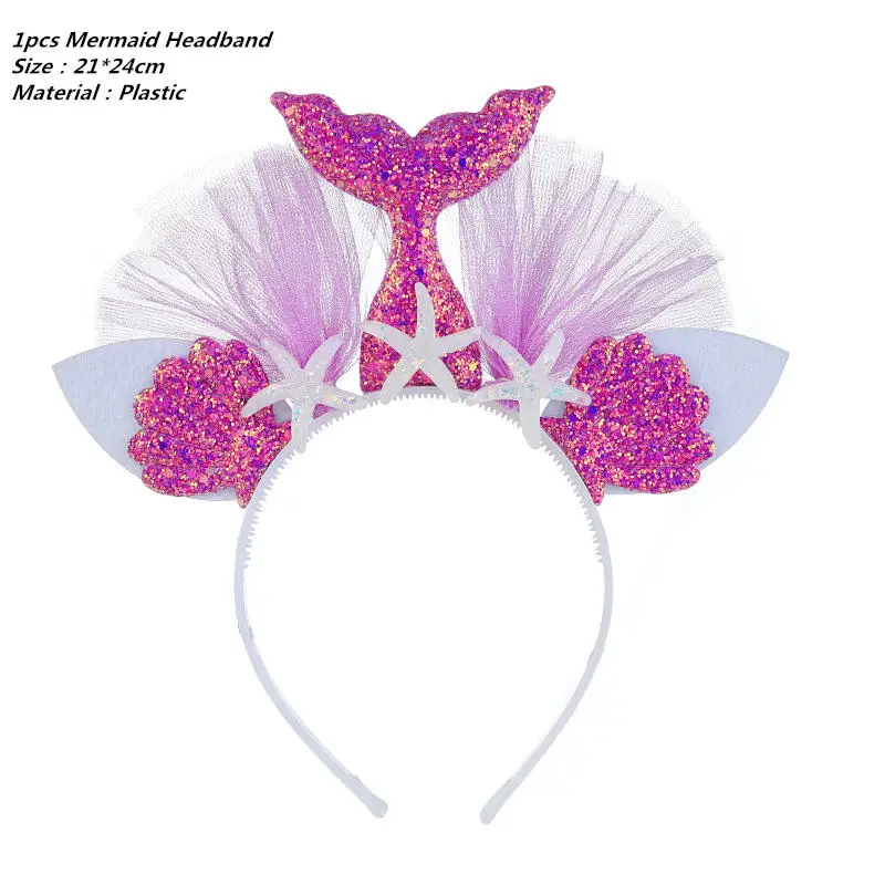 Headband 1pcs 10 шт. Русалочка бумажная Конфета попкорн Подарочная коробка Висячие десертные сумки подарки для девочек на свадьбу День рождения вечерние украшения Русалочки - Цвет: Headband 1pcs