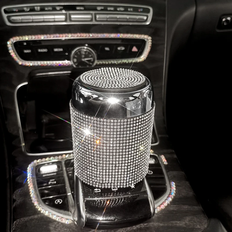 

Car Ashtray with Lid Smell Proof Blue Led Light,Bling Portable Ashtray for Car, Mini Trash Can for Car,Home&Office