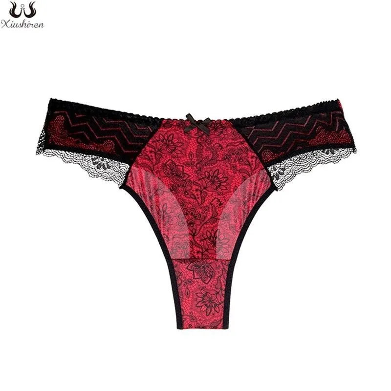 

Xiushiren Female low-rise sexy intimates thong ultra-thin breath underwear for women large size lace string L XL 2XL 3XL 4XL 5XL