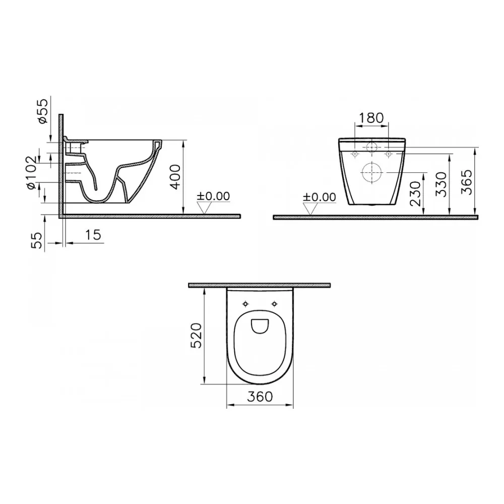 Унитаз подвесной Vitra S50 Rim-Ex безободковый 7740B003-0075 | Обустройство дома