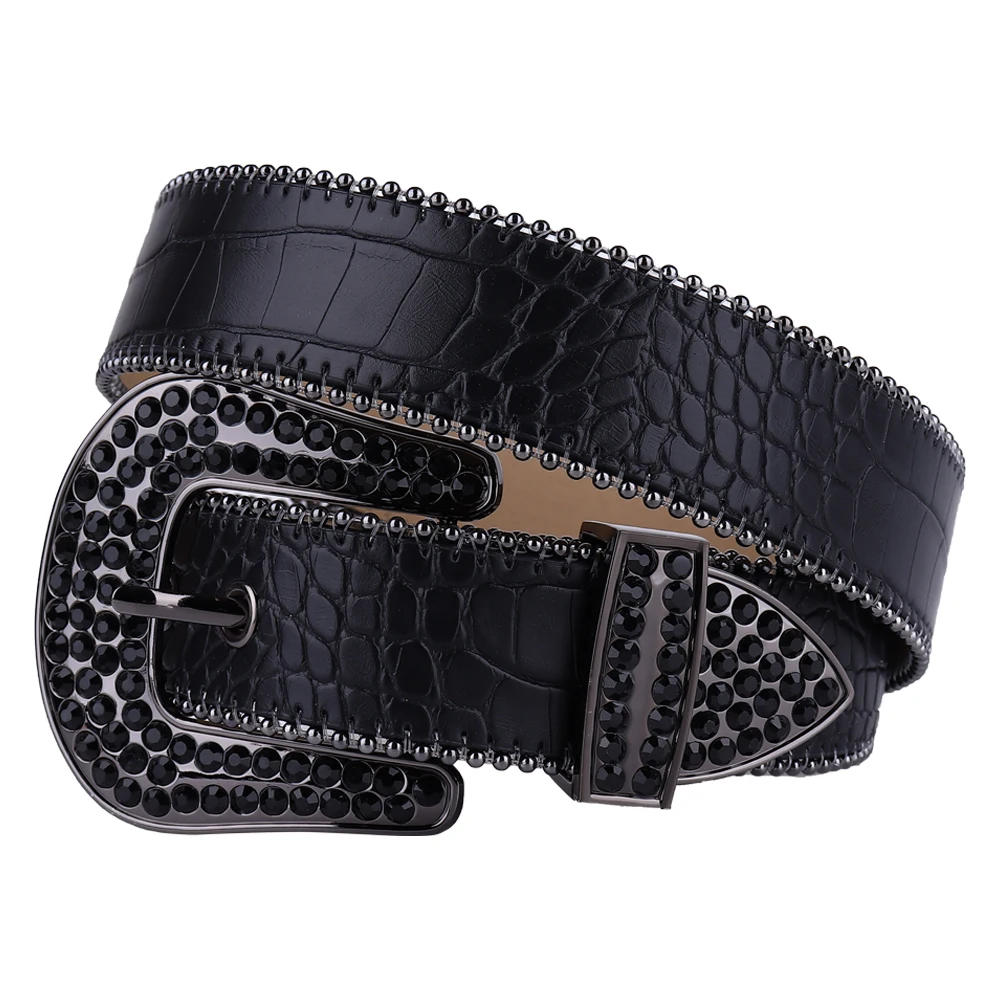 

Western Cowboy Cowgirl Bling Rhinestone Belt Quality Studded Belt For Men Fashion Luxe Leather Waist Belts Cinturones Para Mujer