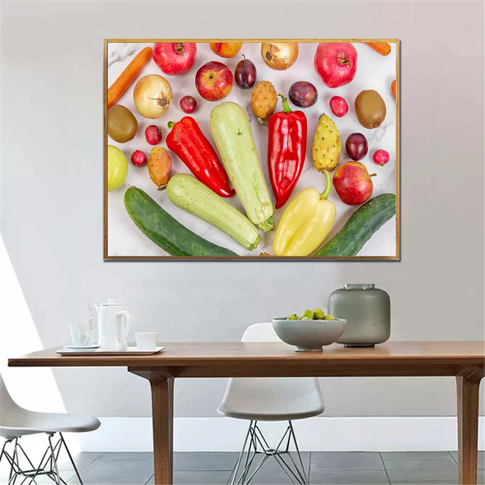 Кухонный плакат постер с овощами и фруктами картина едой Настенная Картина на