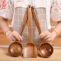 non stick pan wood spatula thai teak long handle spatula wooden spoon set cookware set cooking tools