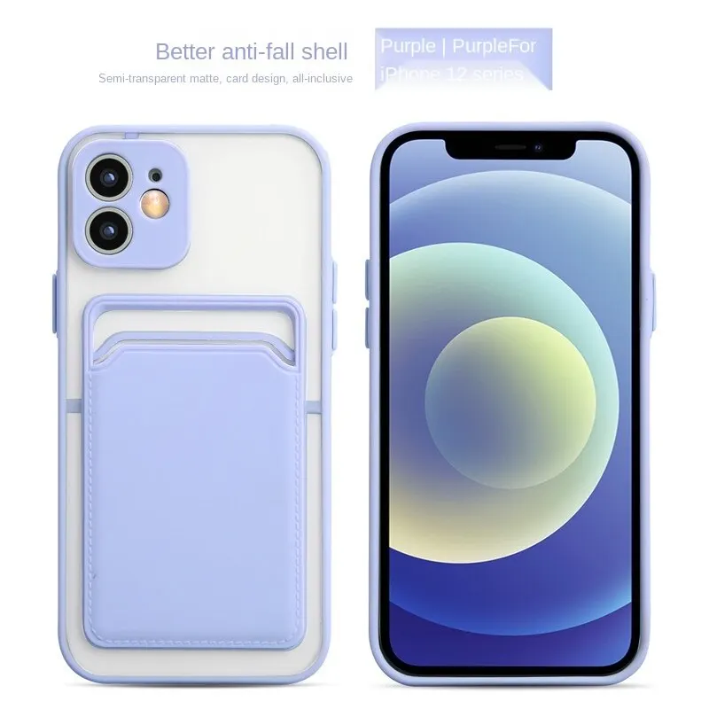 

Casing Wallet Case Card Slot Phone Case For iPhone 12 Pro Max 11 7 8plus X XR XS Card Holder Translucent Frosted Phone Cover