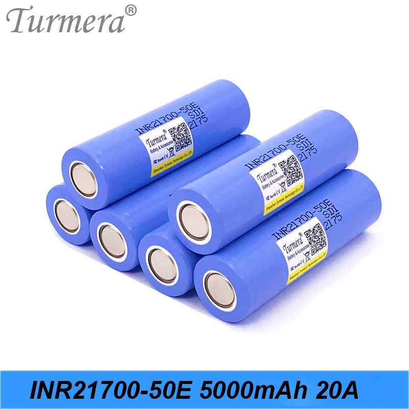Аккумулятор Turmera 21700 5000 мА · ч INR21700-50E А разрядный ток для фонарика 36 В 48 мод