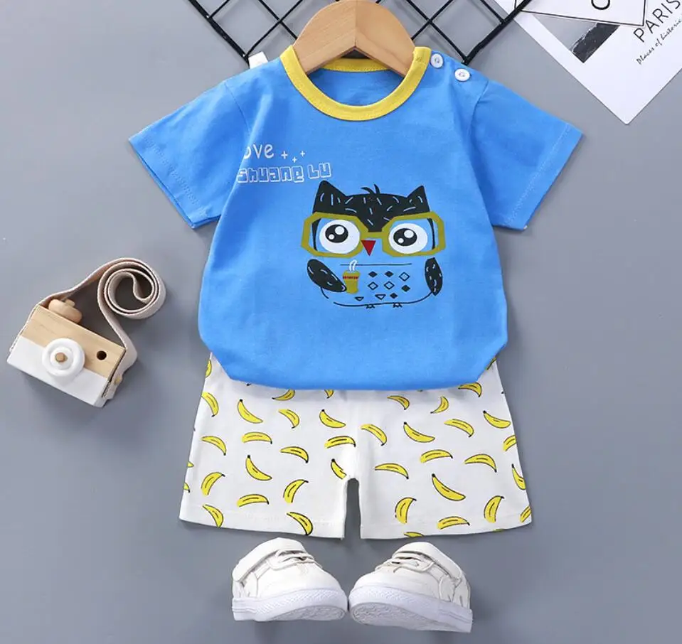 

2021 Brand Designer Cotton Baby Sets Leisure Sports Boy T-shirt + Shorts Sets Toddler Clothing Baby Boy Clothes Tracksuit Suit