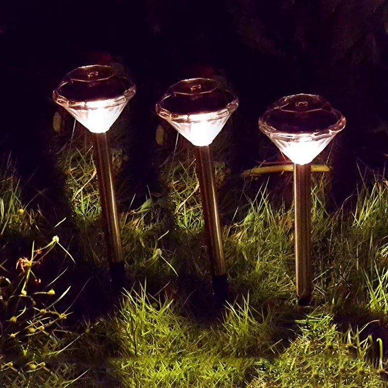 

12Pack Solar Lawn Light for Garden Decoration Stainless Steel Outdoor Solar Powered Diamond Stake LED Lights-7 Colors