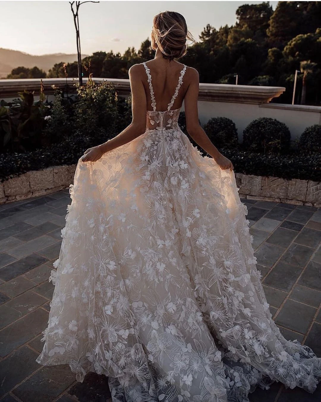 Vivian's Bridal Fashion цветочный принт свадебное платье в стиле бохо милое 3d Цветочное на