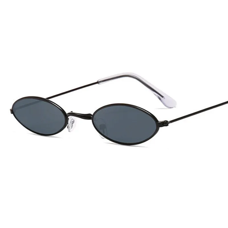 

Female Fashion Designer Vintage Small Oval Sunglasses Women Retro Brand Shades Black Red Metal Color Sun Glasses