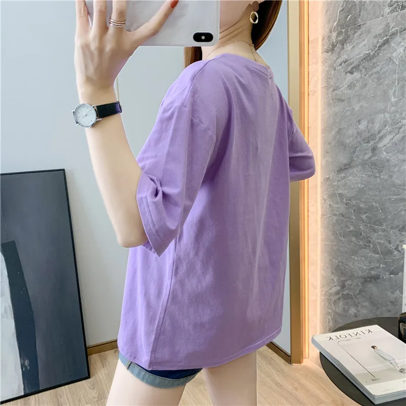 

New Short-sleeved Women's T-shirt Summer Letter Comfortable Fashion Tshirt Casual Round Neck T Shirt